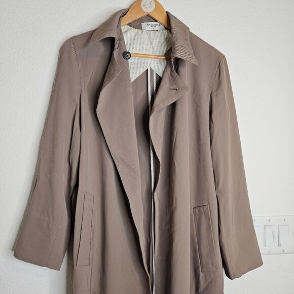 MM Lafleur lightweight wrap around overcoat, deep khaki, women's size medium - Picture 2 of 15